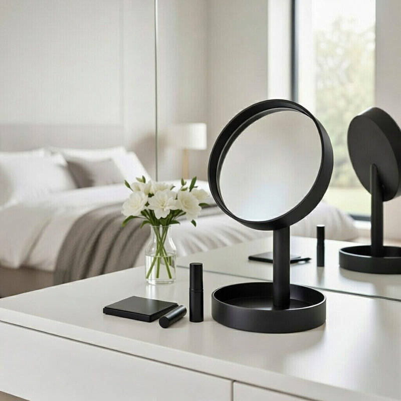 Round Floor Mirror, Matte Black