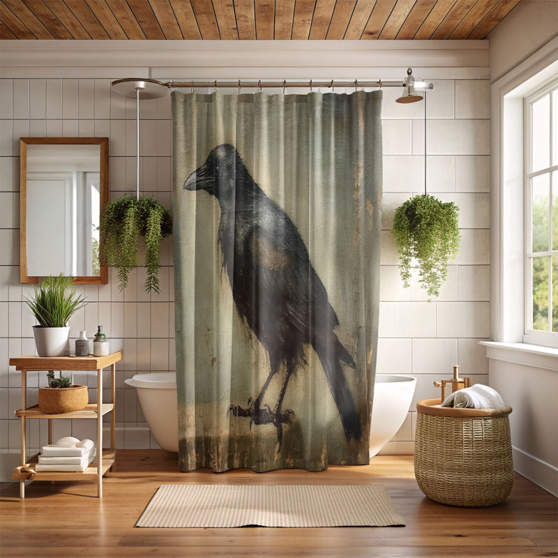 Rideau de douche haut de gamme Crow, H 74 po x l 71 po