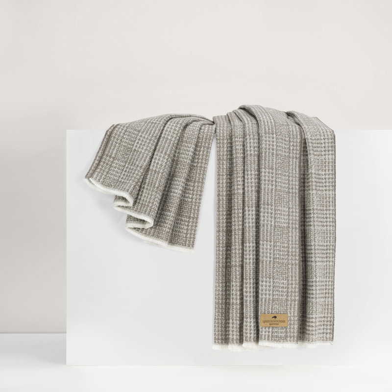 Sutton Plaid Throw,  Mink Houndstooth