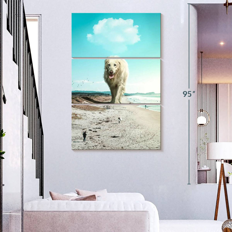 Chien qui se promène, H 74 po x l 48 po