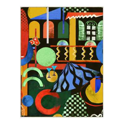 Washable  Multicolor Mixed Geometric Shapes Patterned Modern Decorative Area Rug