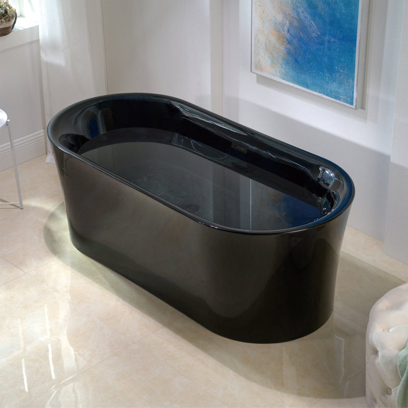 Baignoire autoportante en acrylique, Noir mat, Blanc