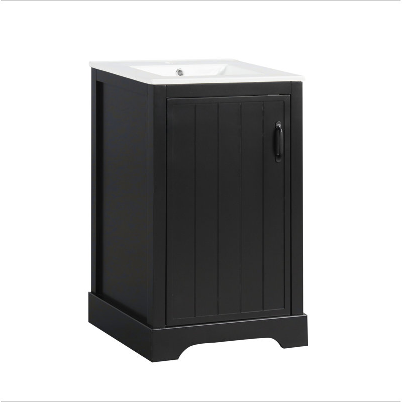 Meuble-lavabo de 20 po avec lavabo, armoire de salle de bain avec porte à fermeture douce, support de rangement et tablette réglable