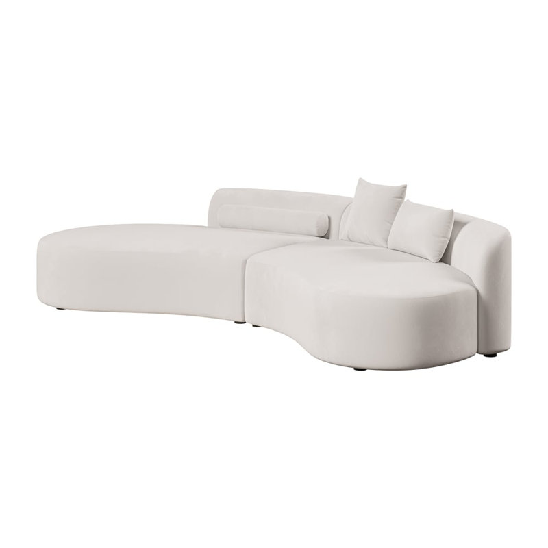 Canapé modulaire courbé en velours 2 pièces 109 "avec coussins 109"