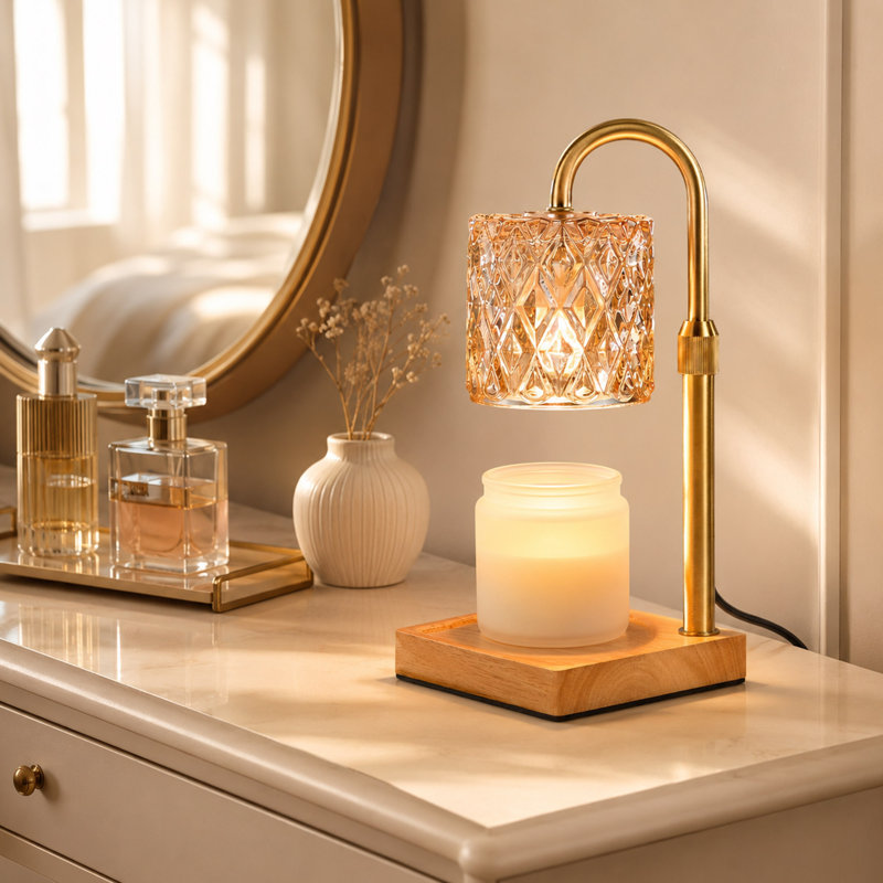 Vintage Candle Warmer Lamp, Timer and Adjustable Height