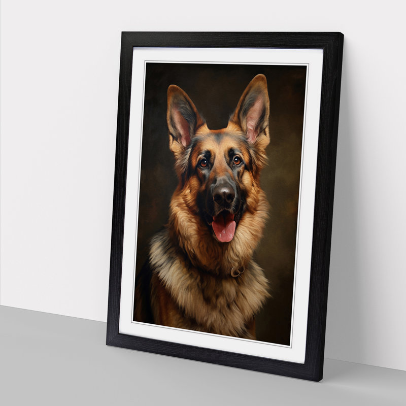 German Shepherd Symbolism - Framed Print, Black, 46cm H x 34cm W x 2cm D