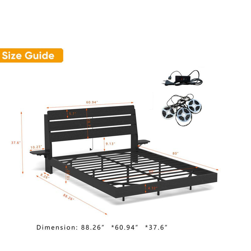 Modern Queen Bed Frame, Black