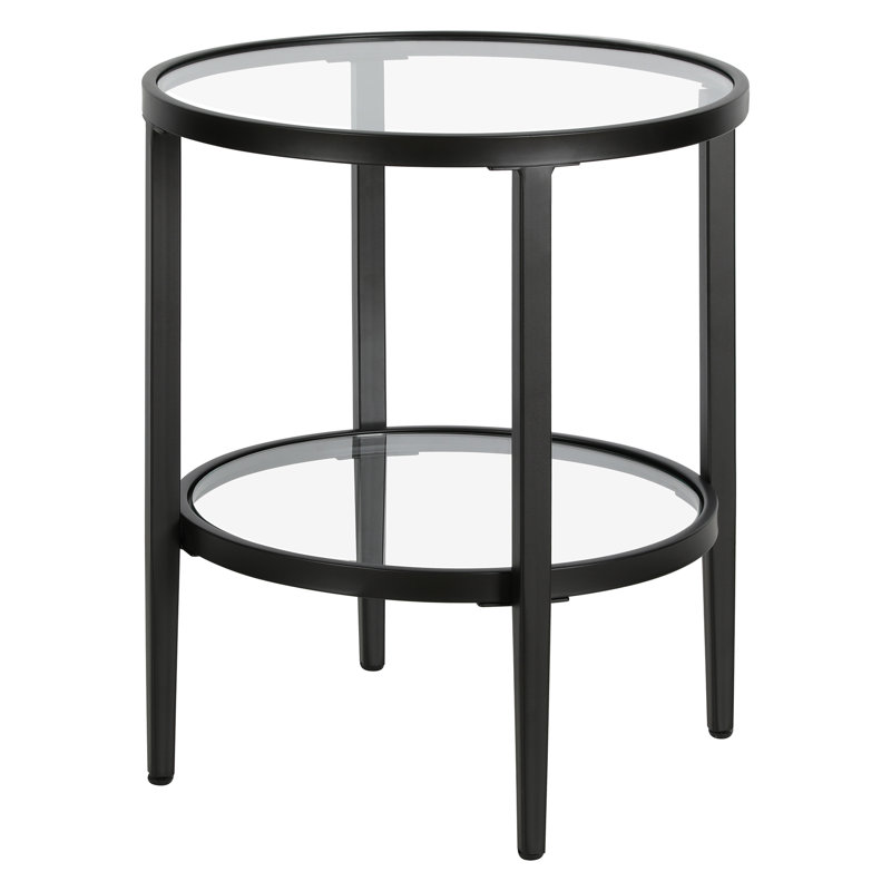 Hera Glass Top End Table, Blackened Bronze