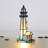 Small Tiffany Lighthouse Stained Glass Accent Table Lamp Night Light for Home Decoration (White Blue)