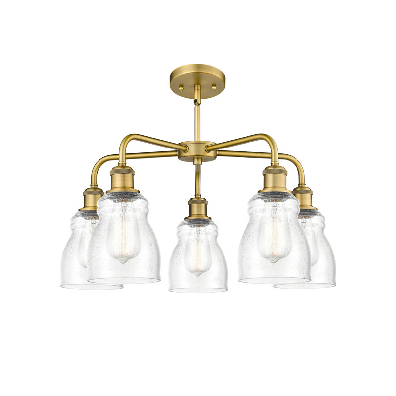 Lustre en forme de cloche à intensité variable en acier à 5 lumières Penaflor, Laiton brossé