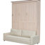 Beige Led - Grand lit orné avec, confortable pour se détendre tard dans la nuit, pin et DEL, rangement facile à plier, structure en bois