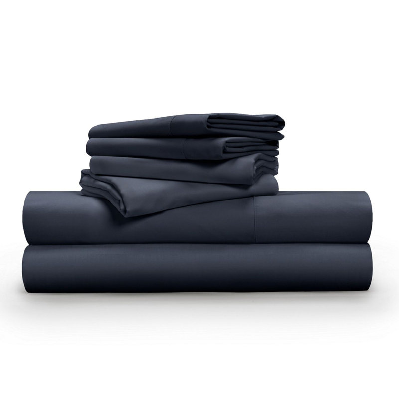  Ensemble de draps à densité de tissage 600 fils Luxe Soft & Smooth, Grand, Bleu marine foncé