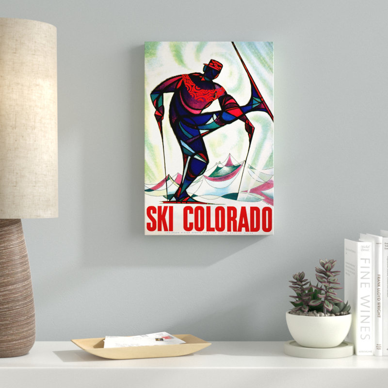 « ski colorado », affiche rétro sur toile tendue, H 36 po x l 24 po