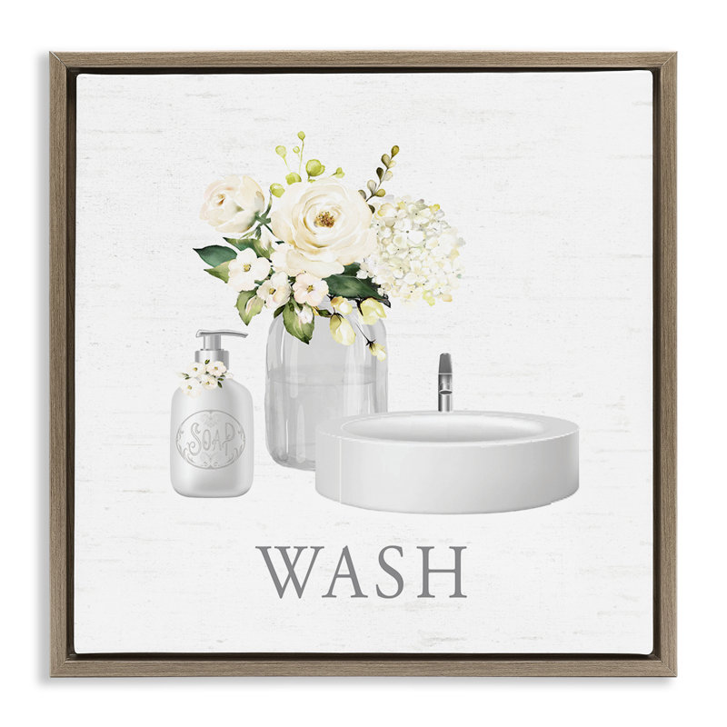 «Wash Hands», art mural encadré flottant, Cadre flottant orme Montalcino, H 18 po x l 18 po