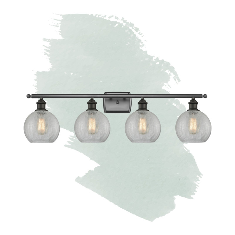 Éclairage de salle de bain à intensité variable 4 lumières Baptista, Ampoule DEL 6 watts Vinage, Transparent craquelé