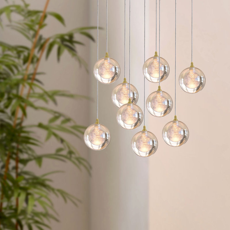 Riverdale 9 - Light Cluster Pendant, Brushed Brass
