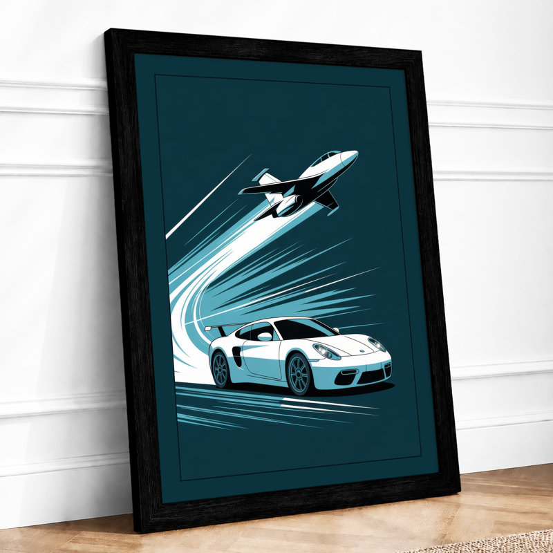 Speed and Ascent Modern - Framed Print, A3 - 42.0 x 29.7 cm, Black