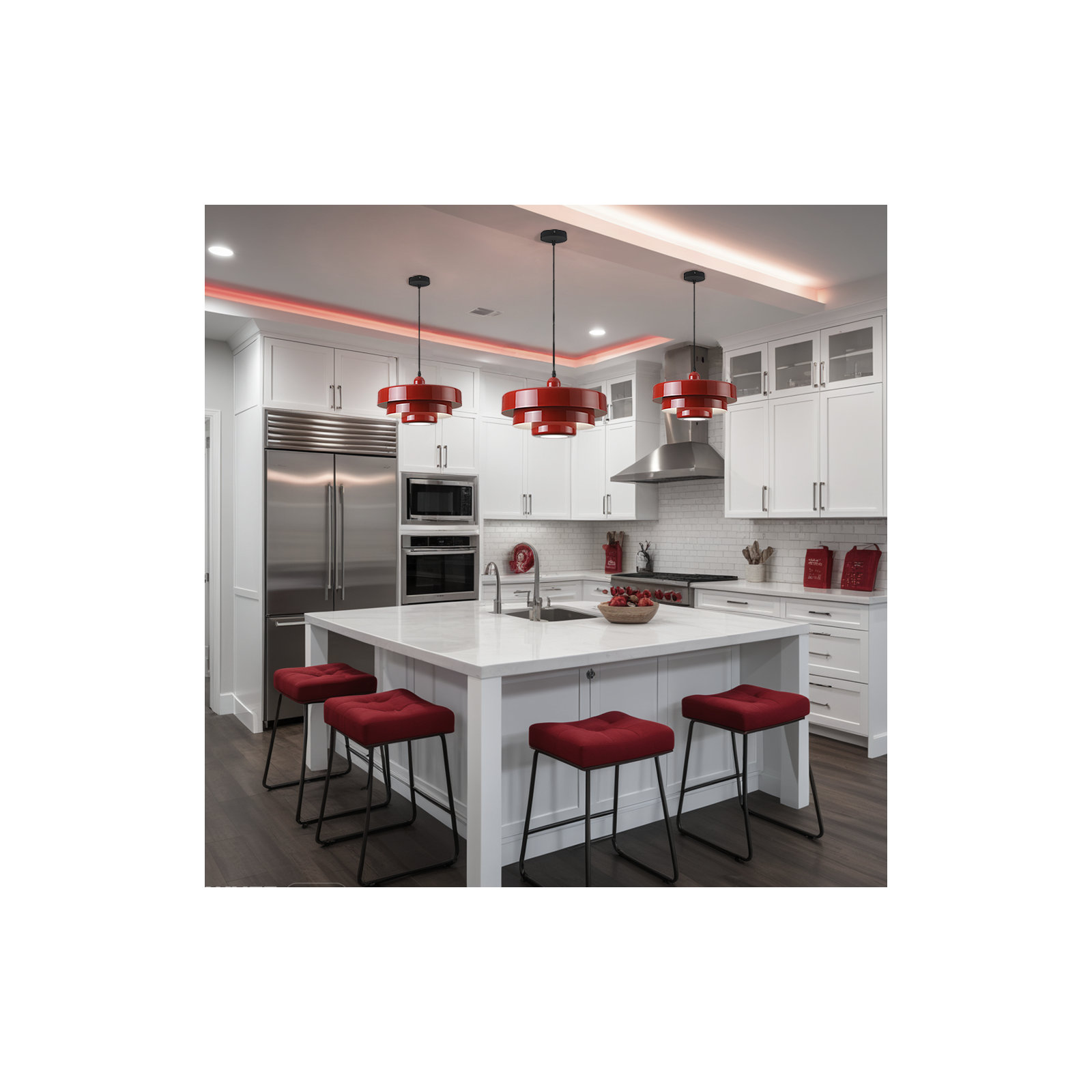Epone 0 Light Iron Pendant, Red