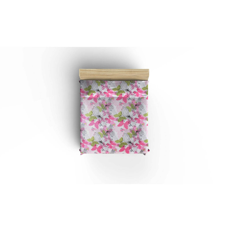 Couvre-lit 100% coton Laforge rose / blanc / vert / noir, Couvre-lit double