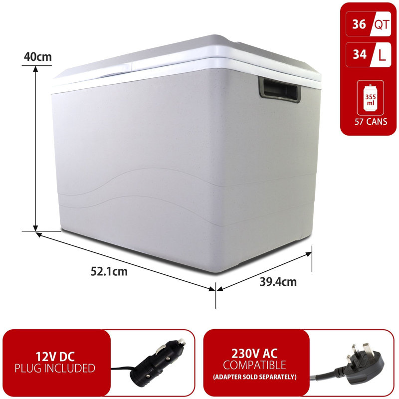 Koolatron 12V Electric Cool Box, 34L Portable Cooler Warmer Camping Car Fridge