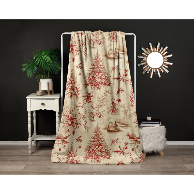 Jeté , L 51 po x L 60 po, Floral, Brun clair, rouge