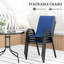 5 Piece Dark Blue Metal Garden Dining Set with Round Tempered Glass Table, Parasol Hole and 4 Stackable Chairs