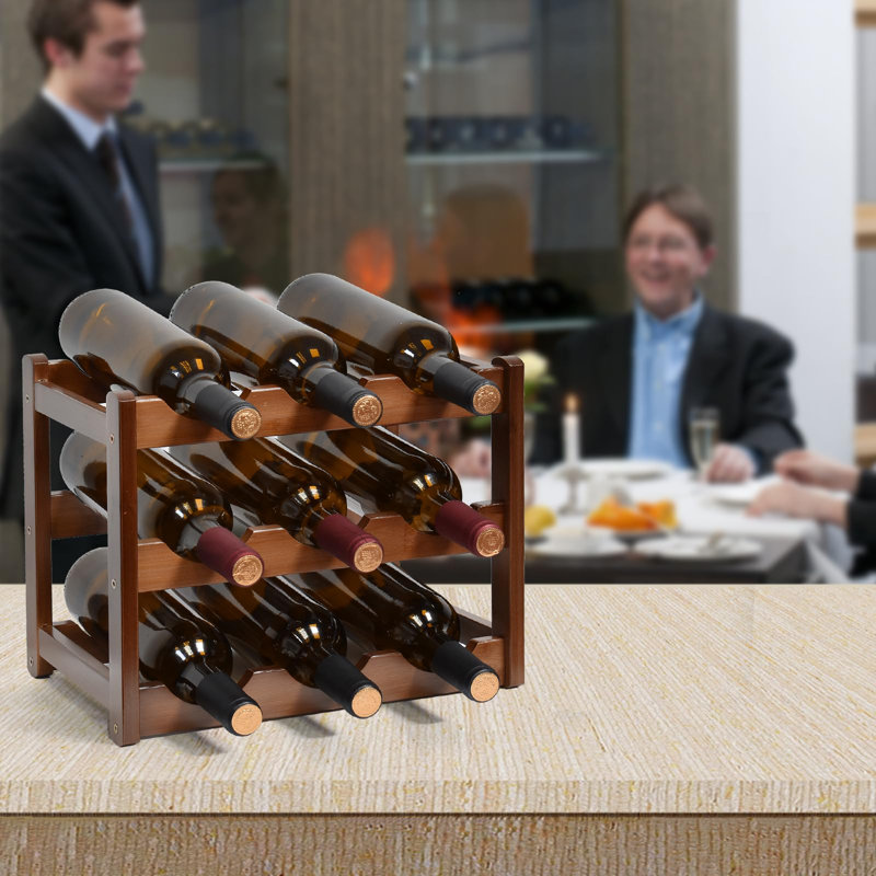 Bernao 9 Bottle Tabletop Wine Bottle Rack Brown