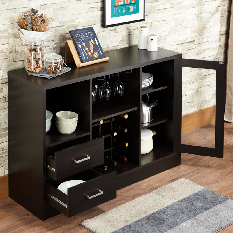 Coffre à vin avec porte Classy - Accessibilité élégante Coffre de rangement élégant pour garder vos vins à l'intérieur