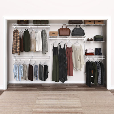 Adjustable ShelfTrack 6 Shelf Wardrobe Storage and Clothes Rail Kit 3m Wide Open Wire Heavy Duty Organiser 