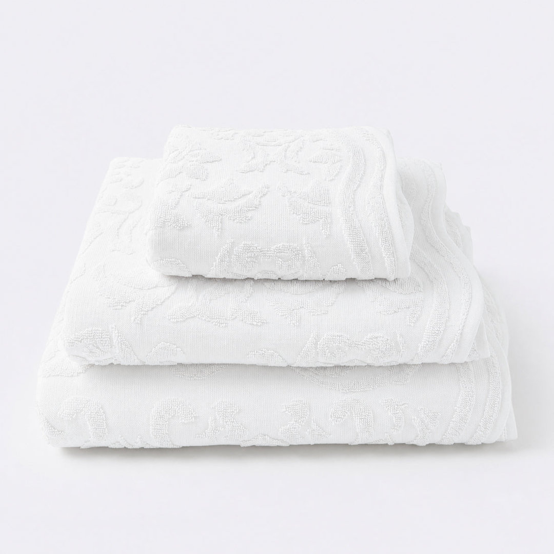 Gracie Floral Jacquard Scalloped Hand Towel 50 X 85Cm 2 Pack - Size: 50 X 85 X 0.5Cm - Wilko White Allure Bath Fashions - Image 3