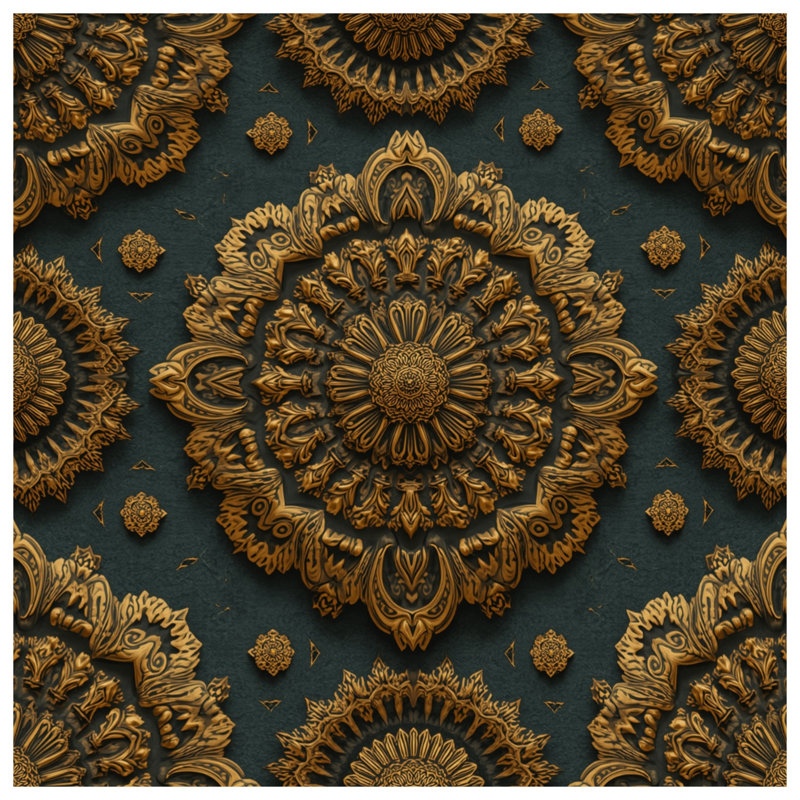 Coussins décoratifs complexes en bronze à double face Mandala, 14 X 14 pouces