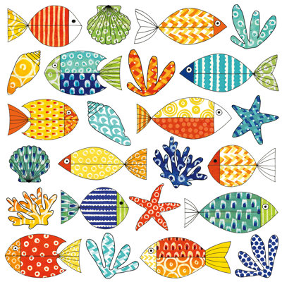 «Fish Tale III» par Nancy Green, peinture sur toile tendue