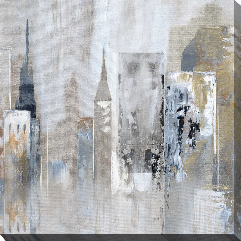 Bay City Reflection par Nan - Peinture, L 36 po x H 36 po, Toile tendue