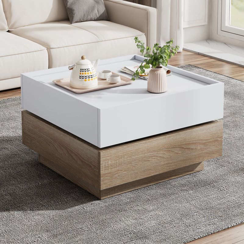 Blatman Coffee Table with Storage, White/Brown