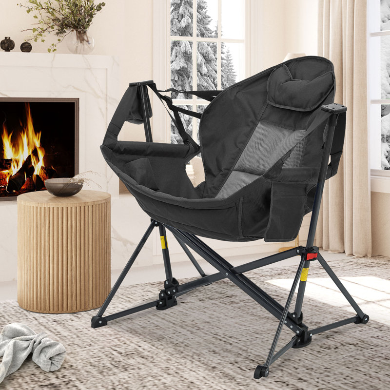 Hammock Swing Camping Chair With Storage Bag, Black