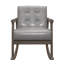 Chaise berçante 1 pièce en similicuir gris capitonnée à boutons capitonnés