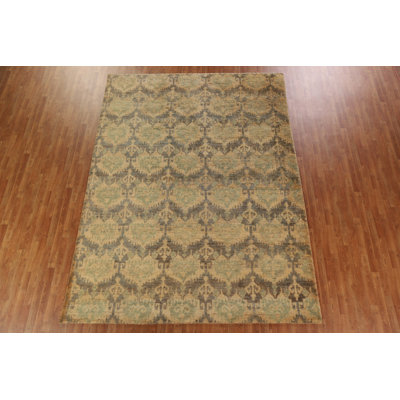 Tapis oriental à motif abstrait all-over noué à la main 9 x 12
