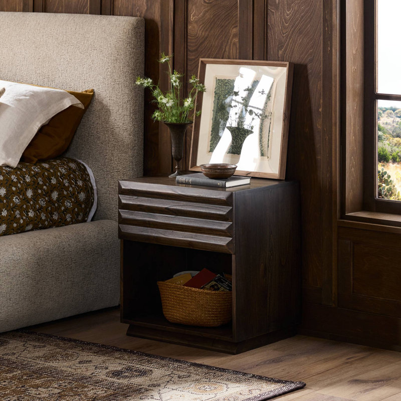 Tussac Nightstand-Matte Brown Neem, Matte Brown Neem