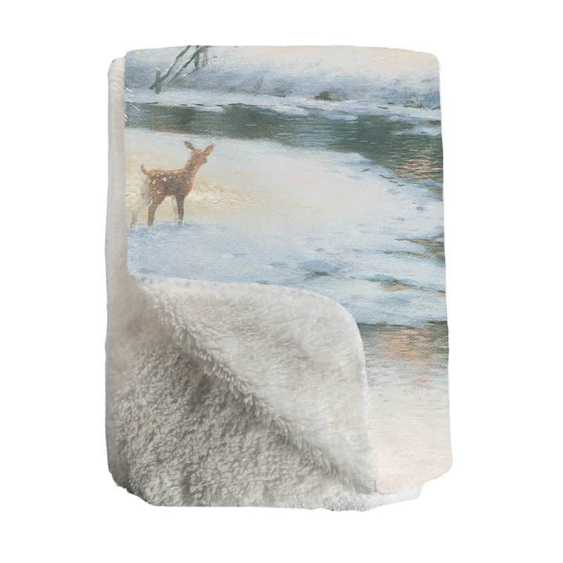 Jeté en sherpa Thomas Kinkade Deer Creek Cottage