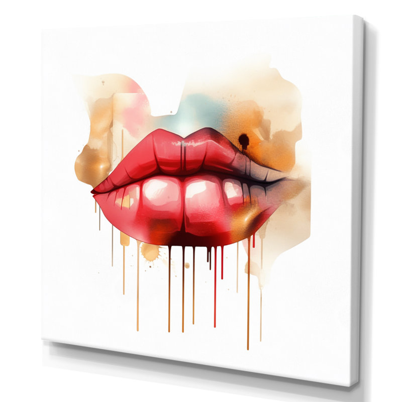 Red Lips of Luxury II sur toile, H 16 po x l 16 po x P 1 po, Toile tendue