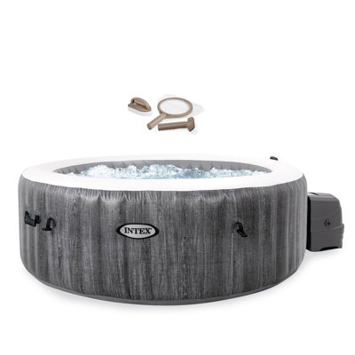 Intex 120 Volt 6 Person 140 - Jet Plastic Round Inflatable Hot Tub in Gray