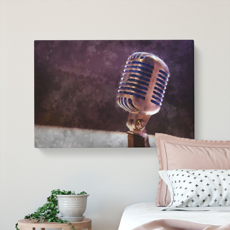 Steel Vocal Microphone - Wrapped Canvas, 40cm H x 60cm W x 3cm D