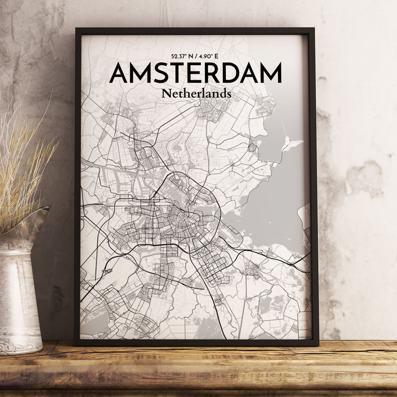 Amsterdam City Map - No Frame Print, 61cm H x 45.7cm W x 0.13cm D
