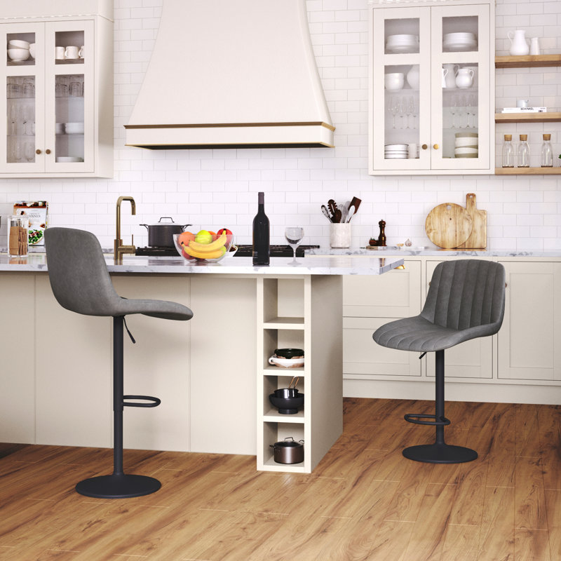Adjustable Height Counter Stool with Metal Frame, Grey