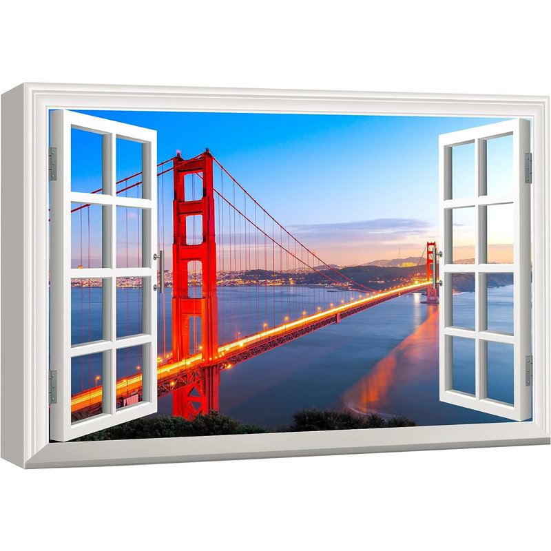 Golden Gate Bridge Scenic Window View Canvas Art