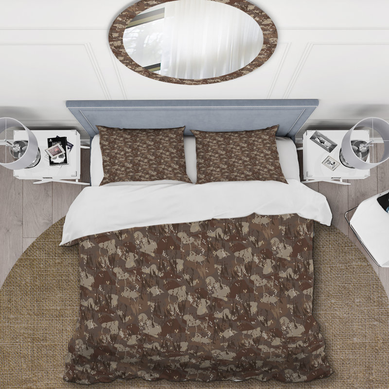Ensemble de housse de couette en microfibre brun / taupe 3 pièces, Housse de couette simple + 1 taie décorative stan