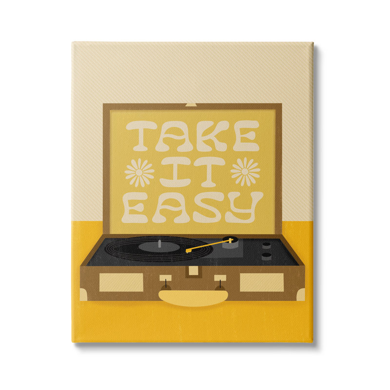 Take It Easy Motivational par - Art textuel, Toile tendue, H 40 po x l 30 po x P 1,5 po