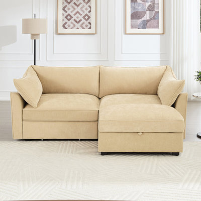 2-seater sofa with pull-out storage drawers and 1 footstool