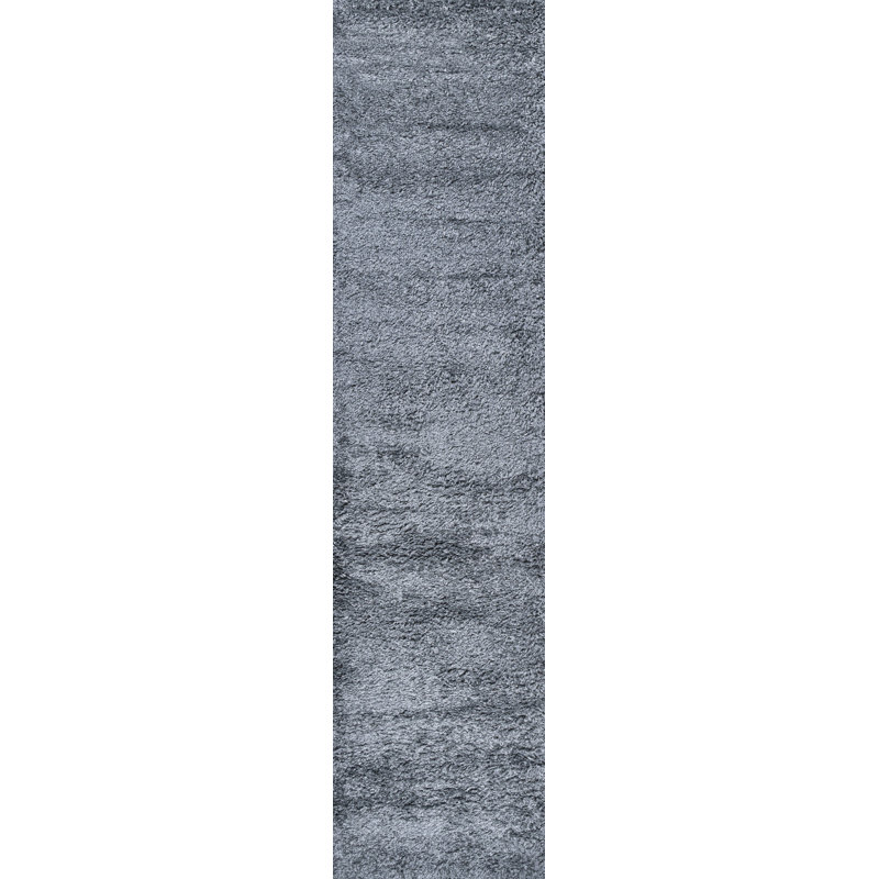 Collesse Solid Shag Light Gray Rug, Runner 2' x 8'
