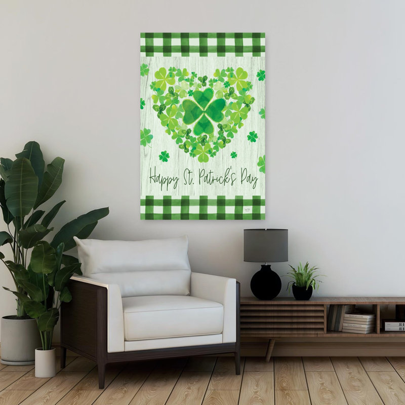 Joyeuse fête de la Saint-Patrick, art abstrait de printemps contemporain, H 36 po x l 24 po